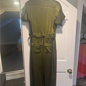 Dkny Green Utility Jumpsuit with Belted Waist